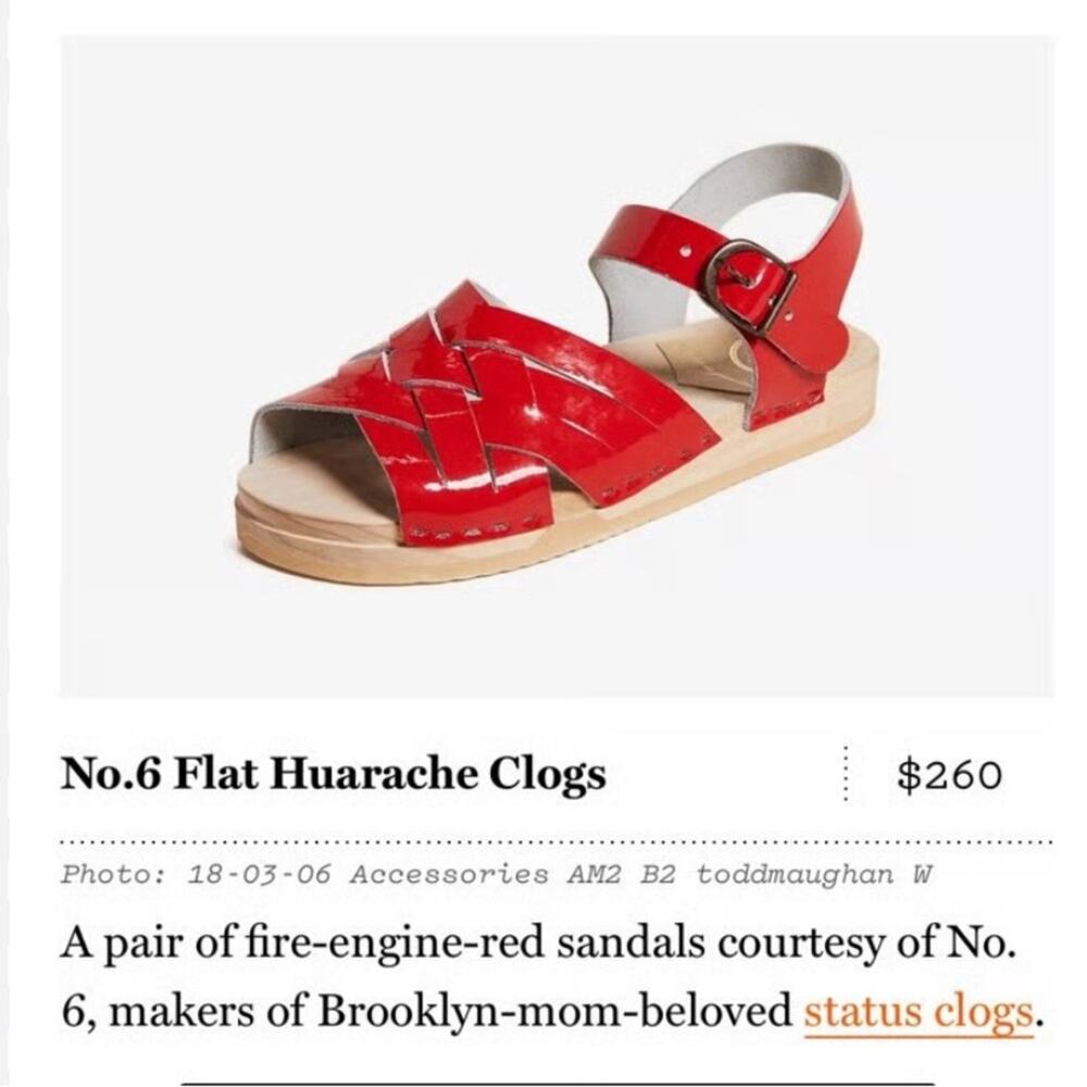 No.6 Red Patent Flat Huarache Clogs Leather Clog Strappy Sandals 39 - Picture 8 of 8